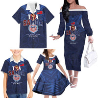 Custom Rugby Toa Samoa Family Matching Off The Shoulder Long Sleeve Dress and Hawaiian Shirt Champions Six Eight Five LT03 - Polynesian Pride