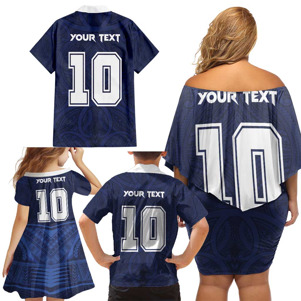 Custom Rugby Toa Samoa Family Matching Off Shoulder Short Dress and Hawaiian Shirt Champions Six Eight Five LT03 - Polynesian Pride