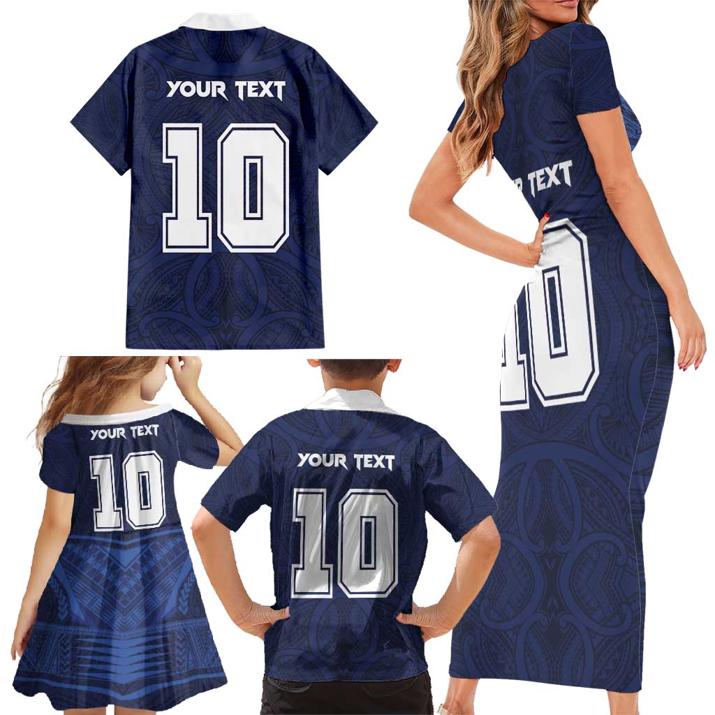 Custom Rugby Toa Samoa Family Matching Short Sleeve Bodycon Dress and Hawaiian Shirt Champions Six Eight Five LT03 - Polynesian Pride