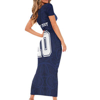 Custom Rugby Toa Samoa Family Matching Short Sleeve Bodycon Dress and Hawaiian Shirt Champions Six Eight Five LT03 - Polynesian Pride