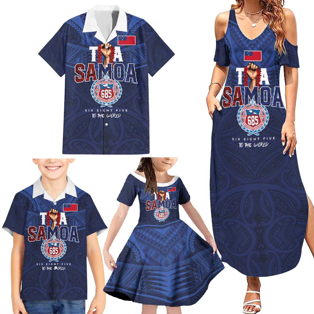 Custom Rugby Toa Samoa Family Matching Summer Maxi Dress and Hawaiian Shirt Champions Six Eight Five LT03 - Polynesian Pride