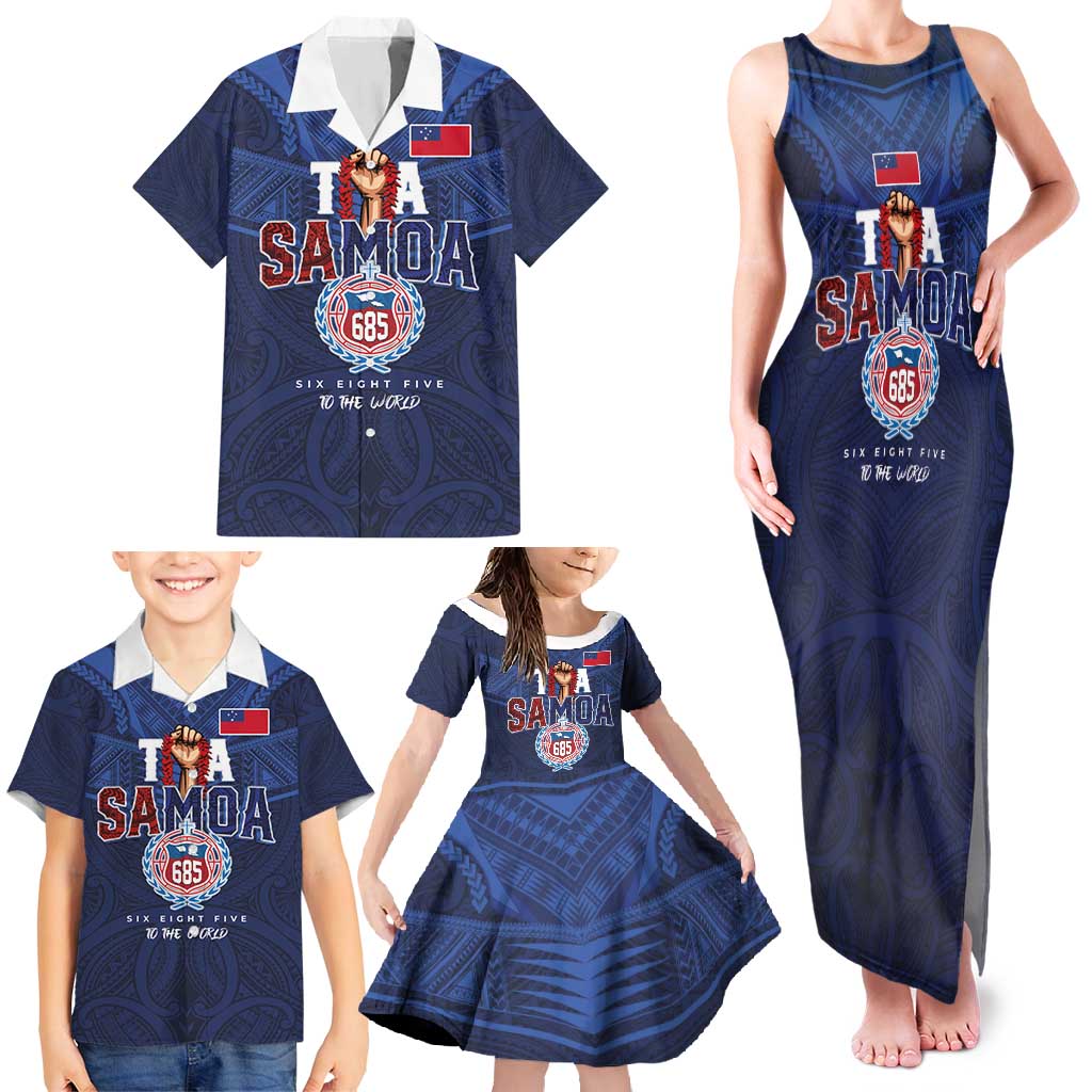 Custom Rugby Toa Samoa Family Matching Tank Maxi Dress and Hawaiian Shirt Champions Six Eight Five - Polynesian Pride