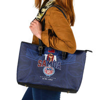 Rugby Toa Samoa Leather Tote Bag Champions Six Eight Five - Polynesian Pride