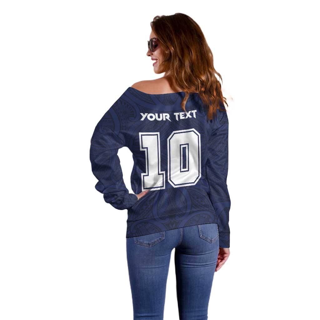 Custom Rugby Toa Samoa Off Shoulder Sweater Champions Six Eight Five - Polynesian Pride