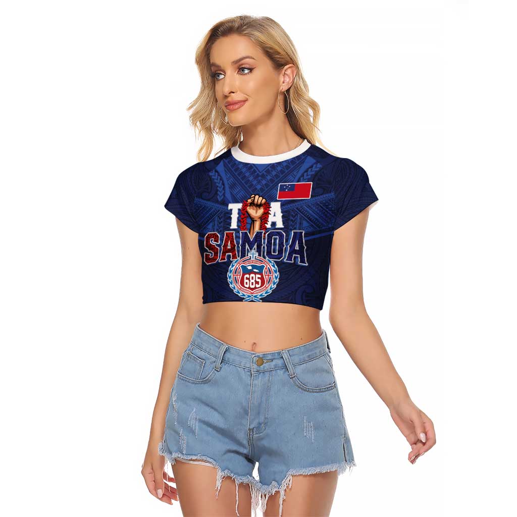 Custom Rugby Toa Samoa Raglan Cropped T Shirt Champions Six Eight Five - Polynesian Pride