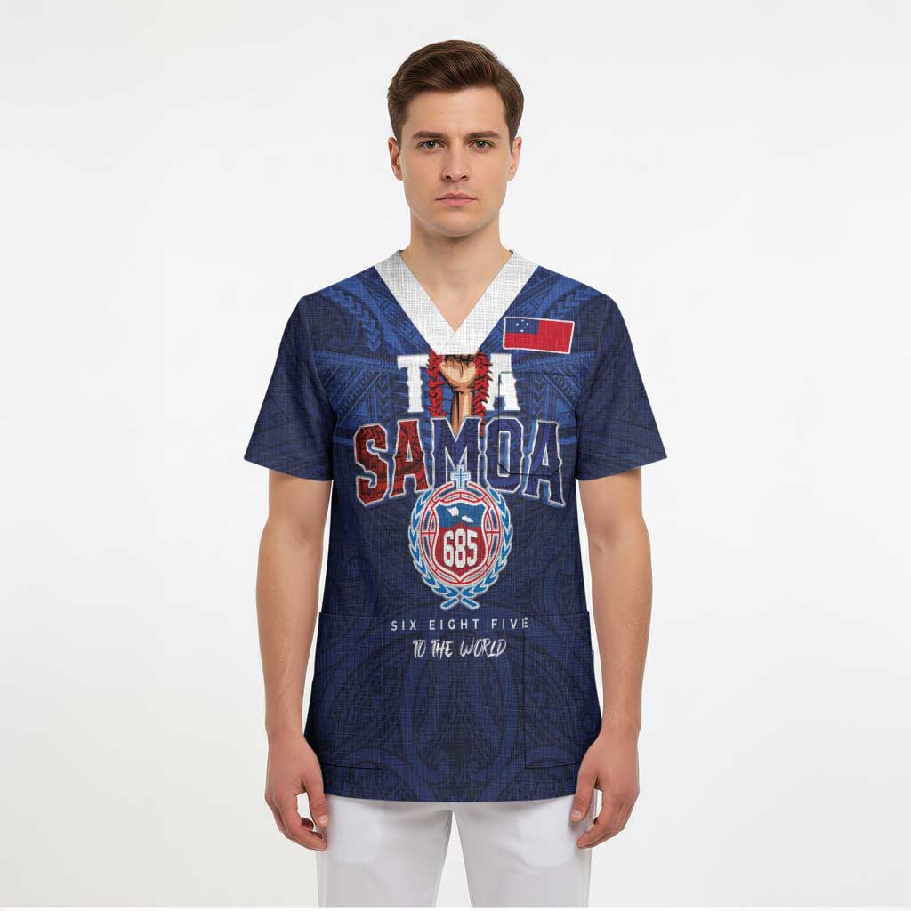 Custom Rugby Toa Samoa Scrub Top Champions Six Eight Five - Polynesian Pride