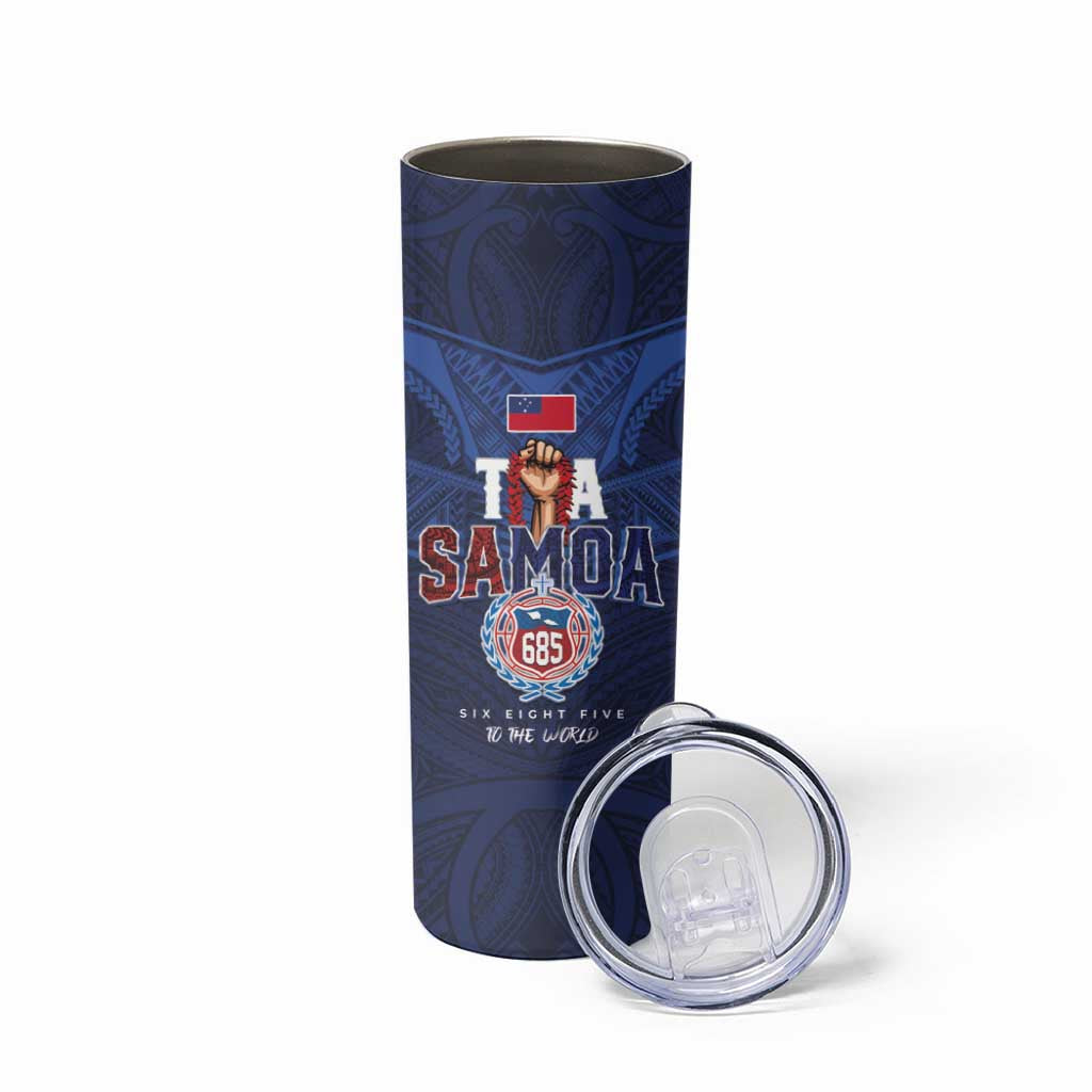 Custom Rugby Toa Samoa Skinny Tumbler Champions Six Eight Five - Polynesian Pride