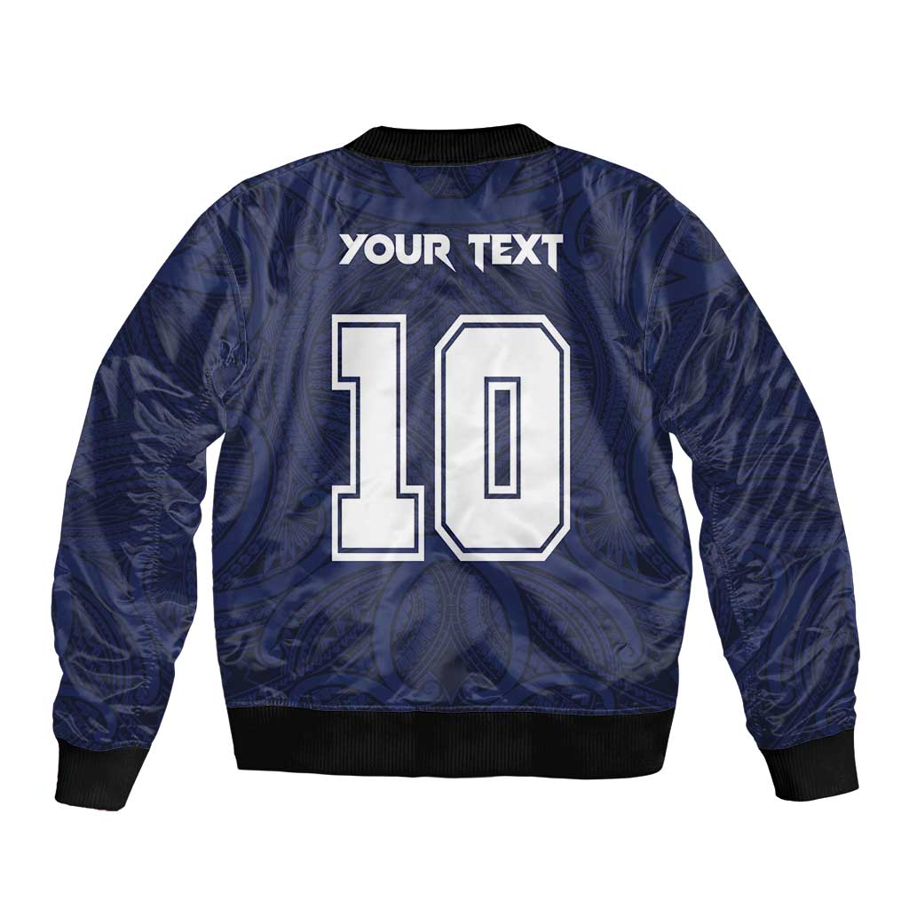 Custom Rugby Toa Samoa Sleeve Zip Bomber Jacket Champions Six Eight Five - Polynesian Pride
