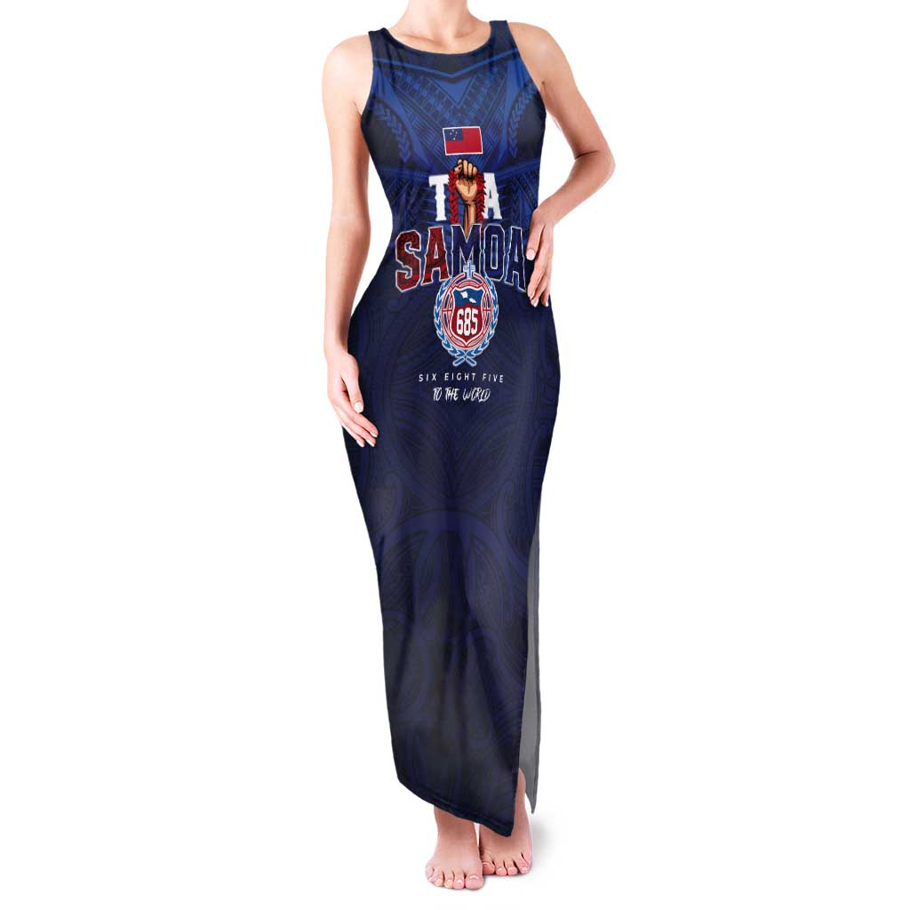 Custom Rugby Toa Samoa Tank Maxi Dress Champions Six Eight Five - Polynesian Pride