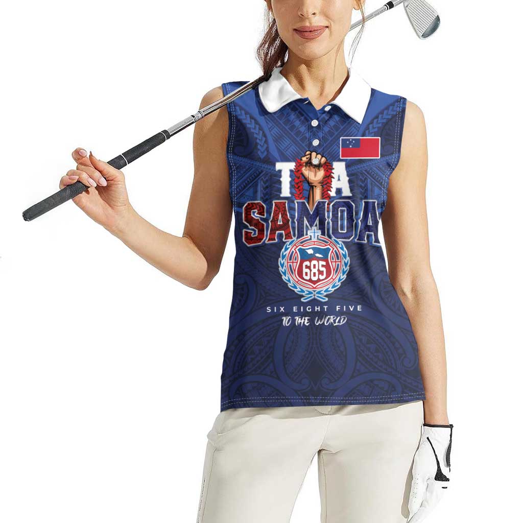 Custom Rugby Toa Samoa Women Sleeveless Polo Shirt Champions Six Eight Five - Polynesian Pride