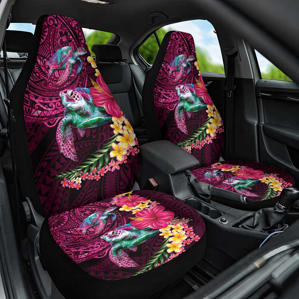 Hawaiian Plumeria and Hibiscus with Turtles Car Seat Cover Polynesian Art Red Color LT03 One Size Red - Polynesian Pride