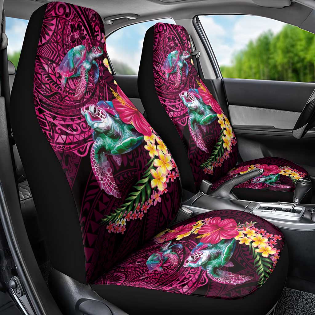 Hawaiian Plumeria and Hibiscus with Turtles Car Seat Cover Polynesian Art Red Color LT03 - Polynesian Pride
