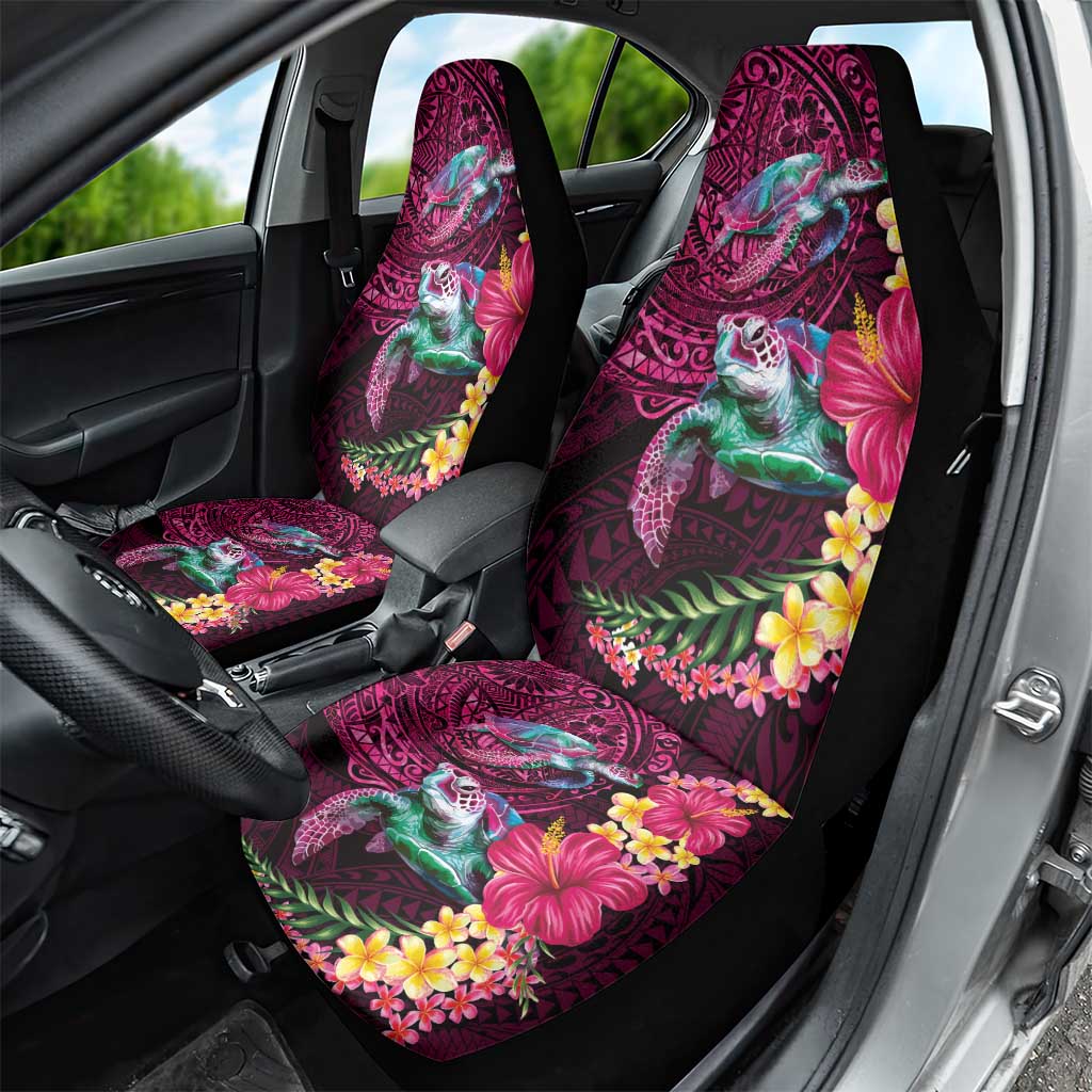 Hawaiian Plumeria and Hibiscus with Turtles Car Seat Cover Polynesian Art Red Color LT03 - Polynesian Pride