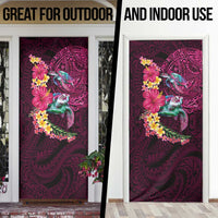 Hawaiian Plumeria and Hibiscus with Turtles Door Cover Polynesian Art Red Color LT03 - Polynesian Pride