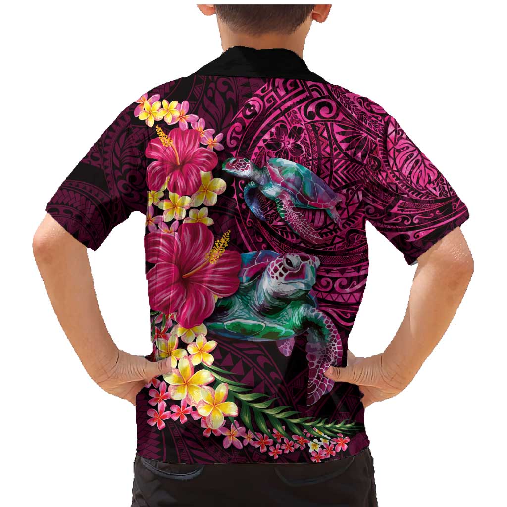 Hawaiian Plumeria and Hibiscus with Turtles Family Matching Mermaid Dress and Hawaiian Shirt Polynesian Art Red Color LT03 - Polynesian Pride