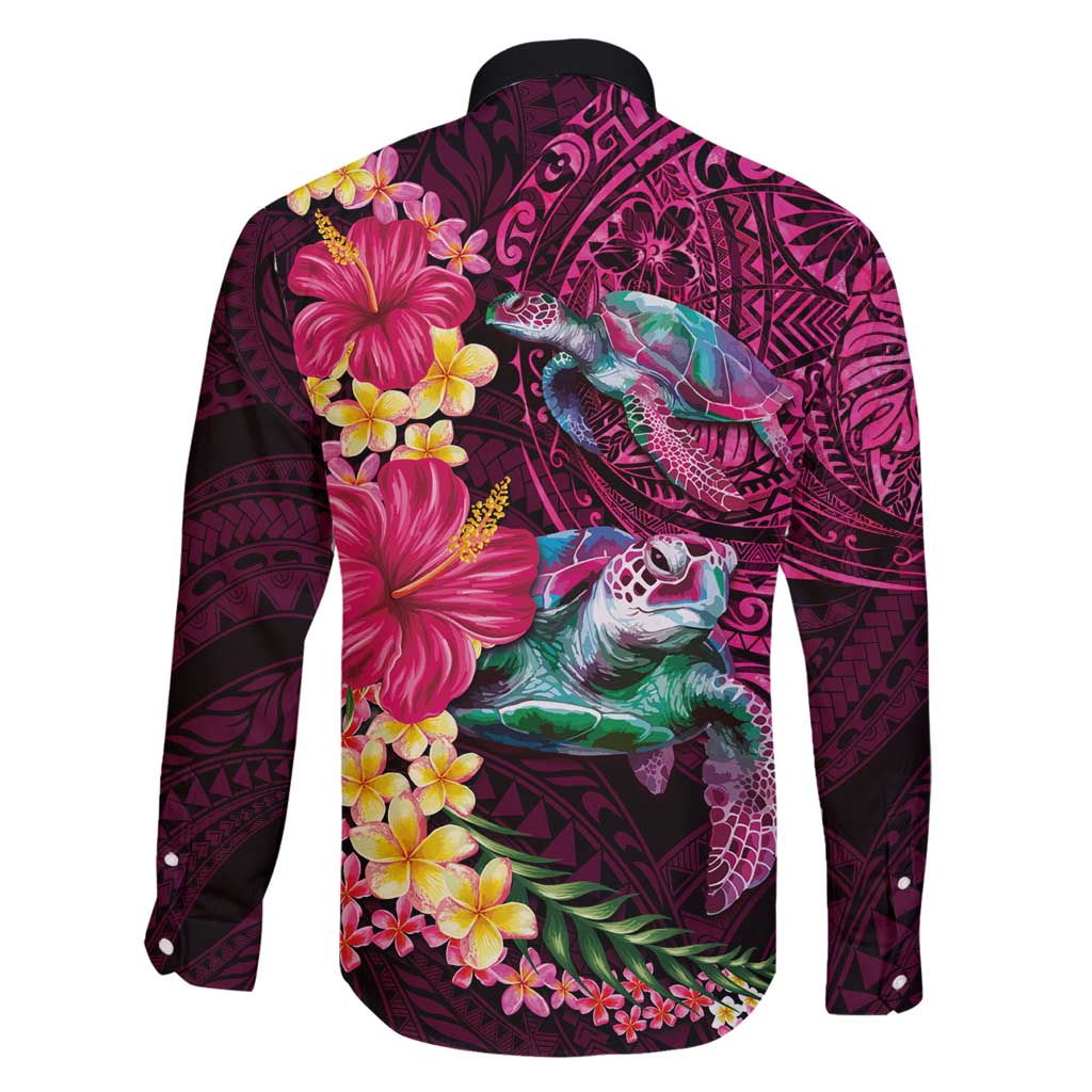 Hawaiian Plumeria and Hibiscus with Turtles Family Matching Puletasi and Hawaiian Shirt Polynesian Art Red Color LT03 - Polynesian Pride