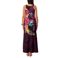 Hawaiian Plumeria and Hibiscus with Turtles Family Matching Tank Maxi Dress and Hawaiian Shirt Polynesian Art Red Color LT03 - Polynesian Pride