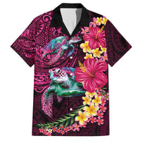 Hawaiian Plumeria and Hibiscus with Turtles Hawaiian Shirt Polynesian Art Red Color LT03 Red - Polynesian Pride