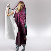 Hawaiian Plumeria and Hibiscus with Turtles Hooded Blanket Polynesian Art Red Color - Polynesian Pride