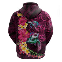 Hawaiian Plumeria and Hibiscus with Turtles Hoodie Polynesian Art Red Color LT03 - Polynesian Pride