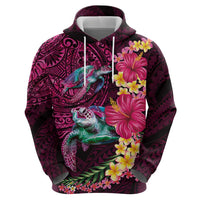 Hawaiian Plumeria and Hibiscus with Turtles Hoodie Polynesian Art Red Color LT03 - Polynesian Pride