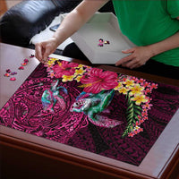 Hawaiian Plumeria and Hibiscus with Turtles Puzzle Polynesian Art Red Color LT03 - Polynesian Pride
