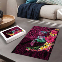 Hawaiian Plumeria and Hibiscus with Turtles Puzzle Polynesian Art Red Color LT03 - Polynesian Pride