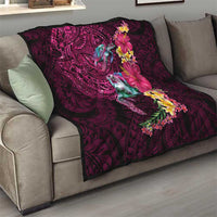Hawaiian Plumeria and Hibiscus with Turtles Quilt Polynesian Art Red Color - Polynesian Pride