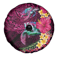 Hawaiian Plumeria and Hibiscus with Turtles Spare Tire Cover Polynesian Art Red Color LT03 - Polynesian Pride