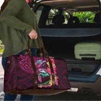 Hawaiian Plumeria and Hibiscus with Turtles Travel Bag Polynesian Art Red Color LT03 - Polynesian Pride