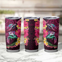 Hawaiian Plumeria and Hibiscus with Turtles Tumbler Cup Polynesian Art Red Color LT03 - Polynesian Pride