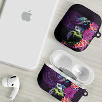 Hawaiian Plumeria and Hibiscus with Turtles AirPods Case Polynesian Art Purple Color LT03 - Polynesian Pride