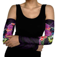 Hawaiian Plumeria and Hibiscus with Turtles Arm Sleeves Polynesian Art Purple Color LT03 - Polynesian Pride
