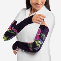 Hawaiian Plumeria and Hibiscus with Turtles Arm Sleeves Polynesian Art Purple Color LT03 - Polynesian Pride