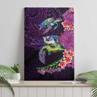 Hawaiian Plumeria and Hibiscus with Turtles Canvas Wall Art Polynesian Art Purple Color LT03 - Polynesian Pride