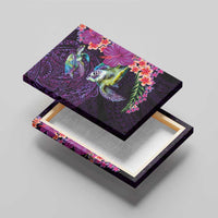 Hawaiian Plumeria and Hibiscus with Turtles Canvas Wall Art Polynesian Art Purple Color LT03 - Polynesian Pride
