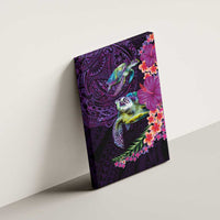 Hawaiian Plumeria and Hibiscus with Turtles Canvas Wall Art Polynesian Art Purple Color LT03 - Polynesian Pride