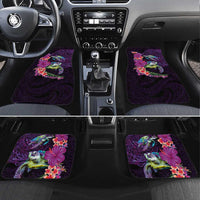 Hawaiian Plumeria and Hibiscus with Turtles Car Mats Polynesian Art Purple Color LT03 Set 4pcs Purple - Polynesian Pride