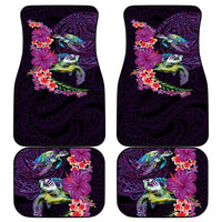 Hawaiian Plumeria and Hibiscus with Turtles Car Mats Polynesian Art Purple Color LT03 - Polynesian Pride
