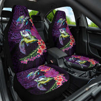 Hawaiian Plumeria and Hibiscus with Turtles Car Seat Cover Polynesian Art Purple Color LT03 One Size Purple - Polynesian Pride