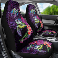 Hawaiian Plumeria and Hibiscus with Turtles Car Seat Cover Polynesian Art Purple Color LT03 - Polynesian Pride