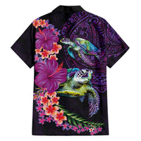 Hawaiian Plumeria and Hibiscus with Turtles Hawaiian Shirt Polynesian Art Purple Color LT03 - Polynesian Pride