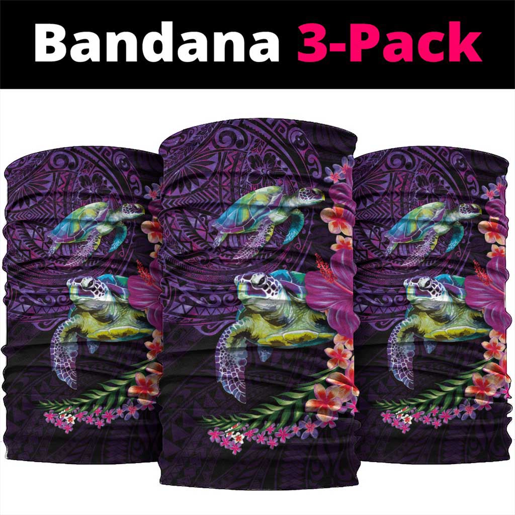 Hawaiian Plumeria and Hibiscus with Turtles Neck Gaiter Polynesian Art Purple Color LT03 package One Size: 25*50cm Purple - Polynesian Pride