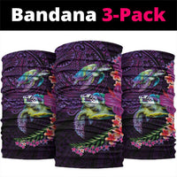 Hawaiian Plumeria and Hibiscus with Turtles Neck Gaiter Polynesian Art Purple Color LT03 package One Size: 25*50cm Purple - Polynesian Pride