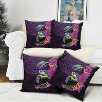 Hawaiian Plumeria and Hibiscus with Turtles Pillow Cover Polynesian Art Purple Color LT03 - Polynesian Pride