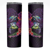 Hawaiian Plumeria and Hibiscus with Turtles Skinny Tumbler Polynesian Art Purple Color LT03 Purple - Polynesian Pride