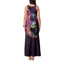 Hawaiian Plumeria and Hibiscus with Turtles Tank Maxi Dress Polynesian Art Purple Color LT03 - Polynesian Pride