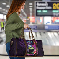 Hawaiian Plumeria and Hibiscus with Turtles Travel Bag Polynesian Art Purple Color LT03 - Polynesian Pride