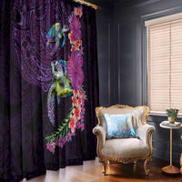 Hawaiian Plumeria and Hibiscus with Turtles Window Curtain Polynesian Art Purple Color LT03 - Polynesian Pride