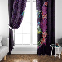 Hawaiian Plumeria and Hibiscus with Turtles Window Curtain Polynesian Art Purple Color LT03 - Polynesian Pride
